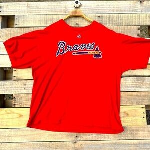 Men’s Majestic Atlanta Braves #8 Justin Upton short sleeve tee shirt Size XL